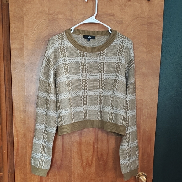 Lulu's Olive Green Plaid Bodycon Sweater/Skirt Set - Picture 2 of 7